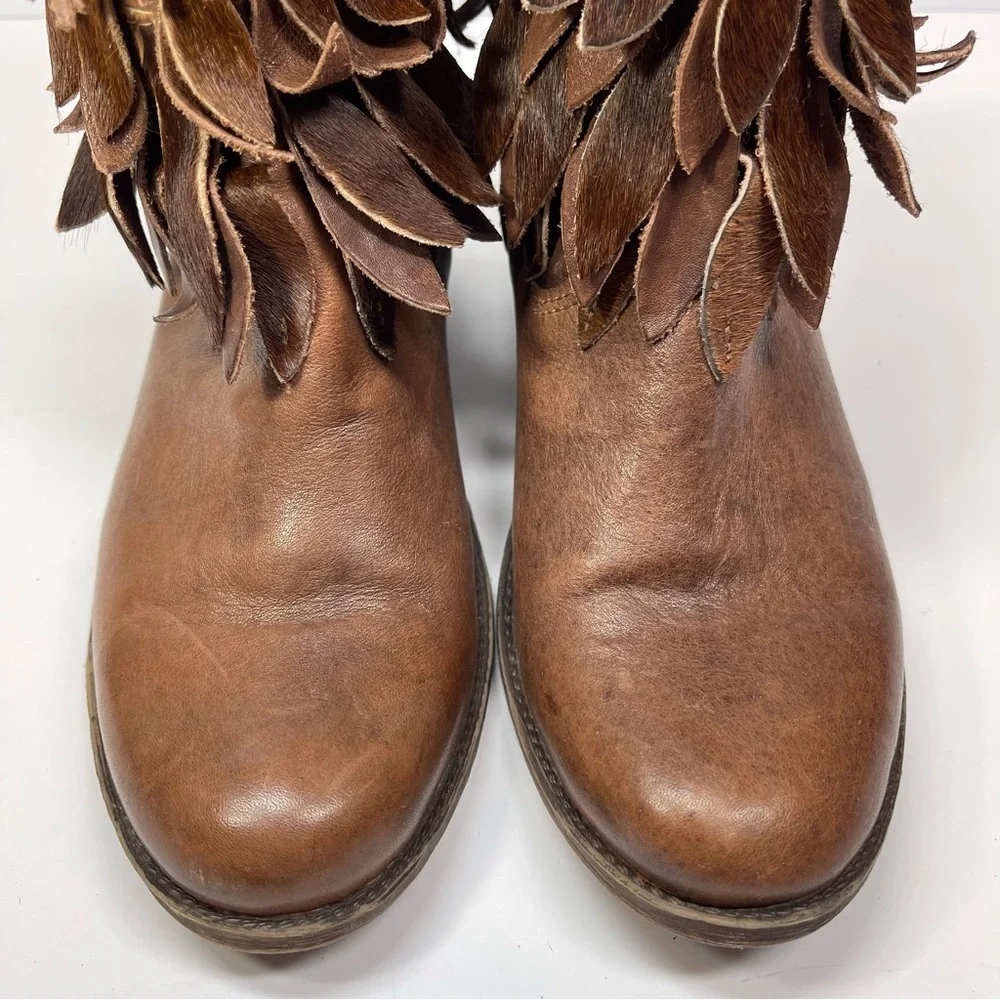 Sheridan Mia Genuine Calf Hair Fringe‎ Leather Western Boot Size EU 37 US 6.5